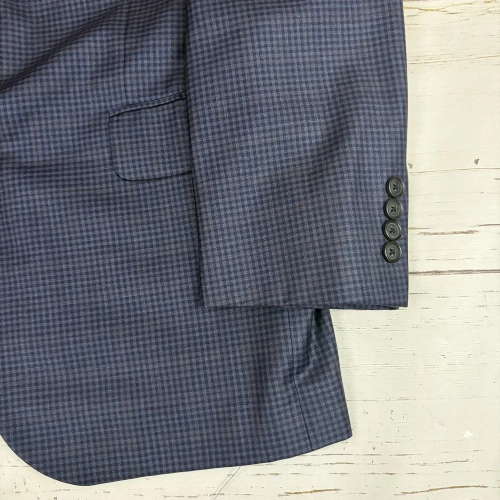 Brooks Brothers Blazer Mens 40R Blue Check Wool BrooksCool